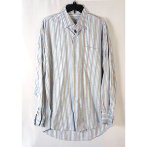 Peter Millar Long Sleeve Dress Shirt Men Size L Button Front
